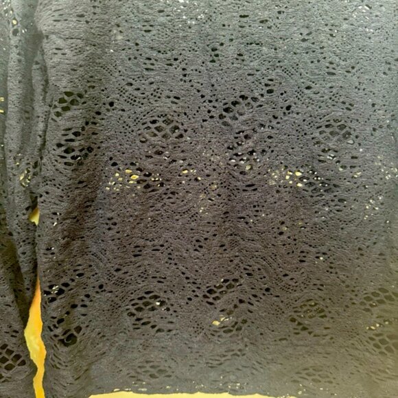IRO Crochet Lace Cotton Blend Sweater Crew Neck Knit Long Sleeves Sheer Black 40 - Picture 10 of 16